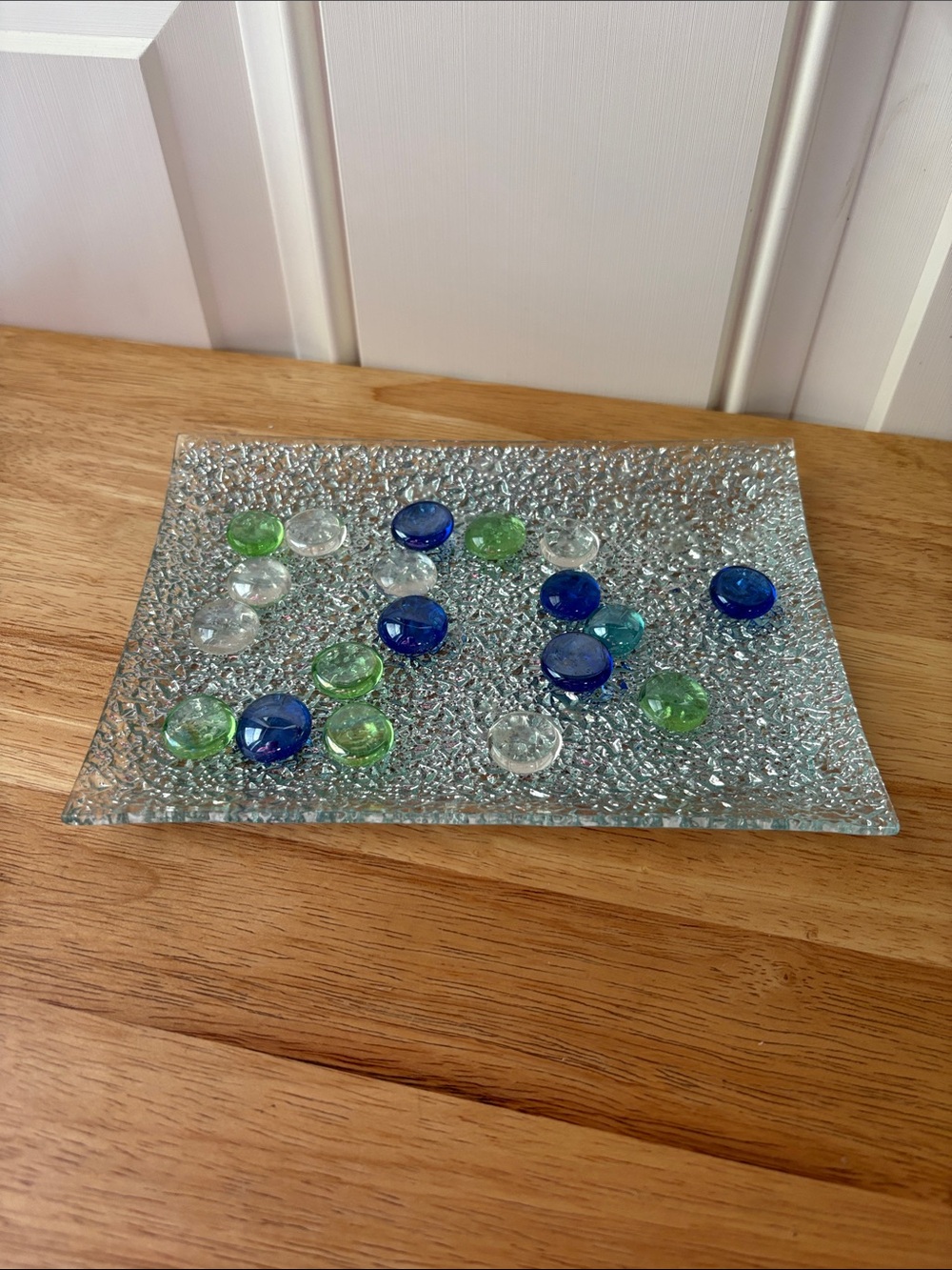Sparkle Silver Tray with Green, Blue & Clear Gems